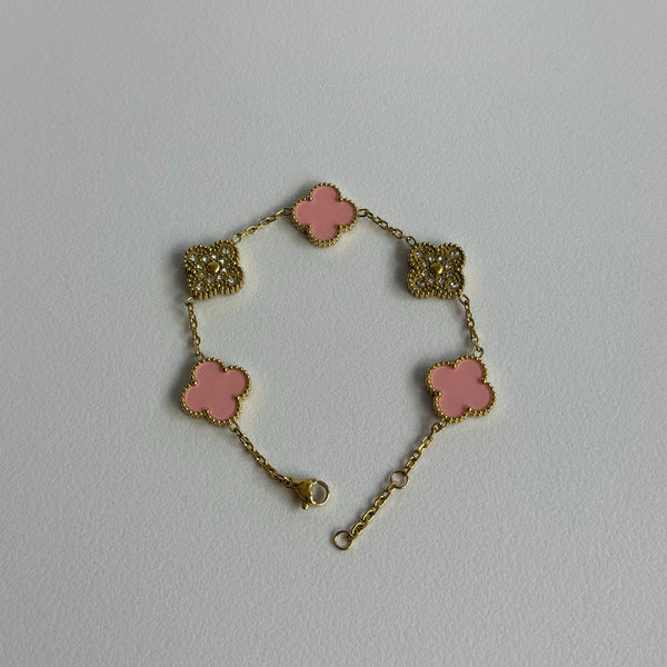 Pink Diamanté Clover Bracelet