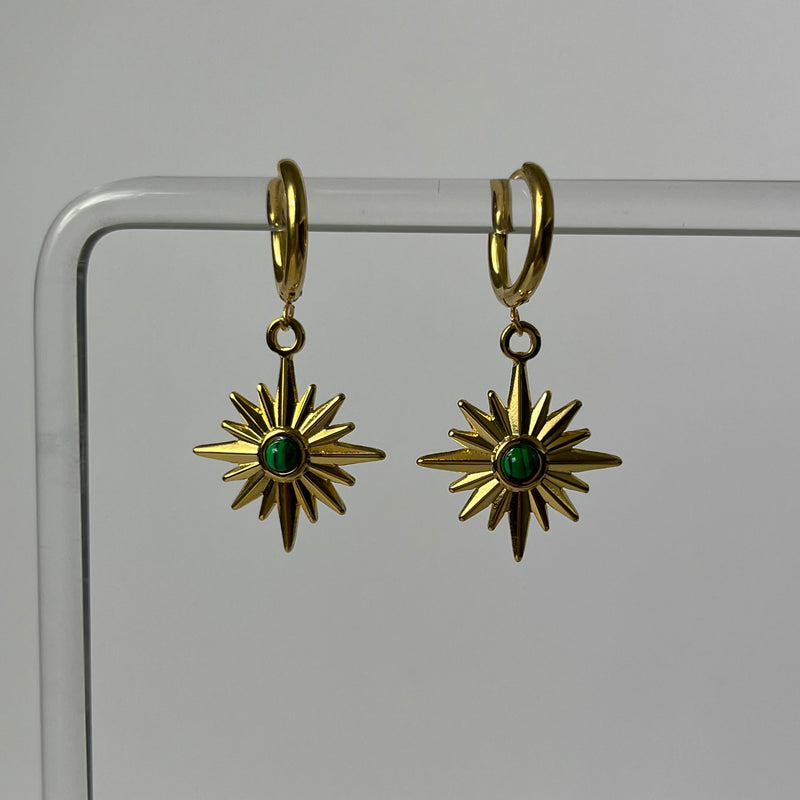 Green Shooting Star Earrings