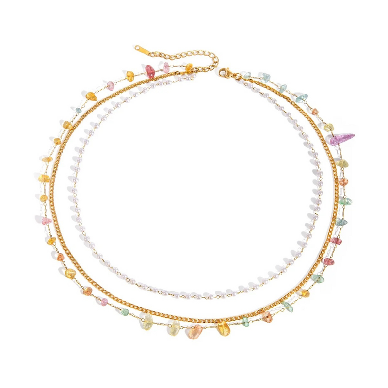 Colourful Crystal Layered Necklace