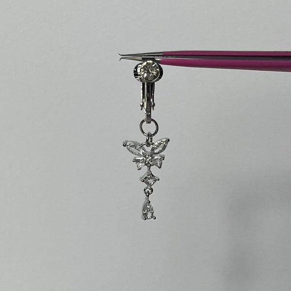 Clip-On Silver Butterfly Belly Bar