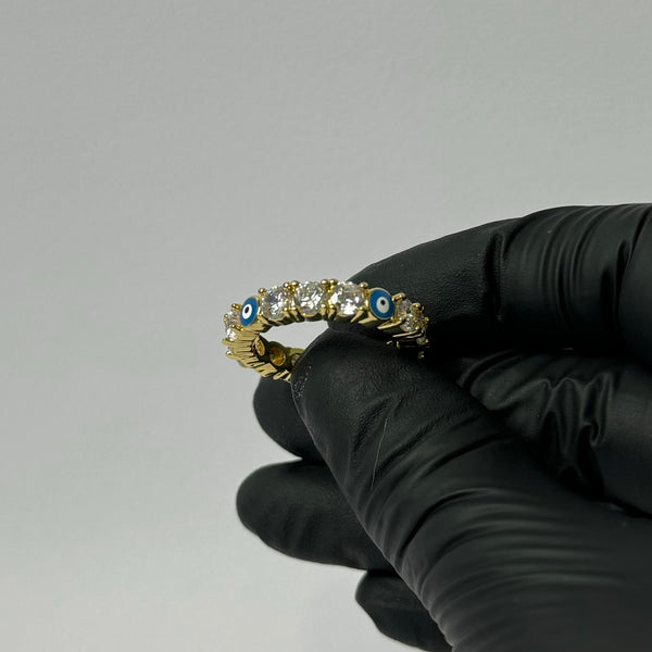 Gold Diamanté Evil Eye Ring