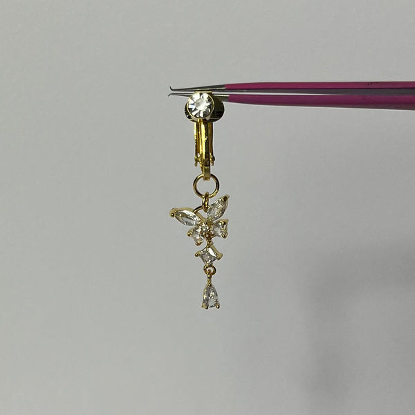 Clip-On Gold Butterfly Belly Bar