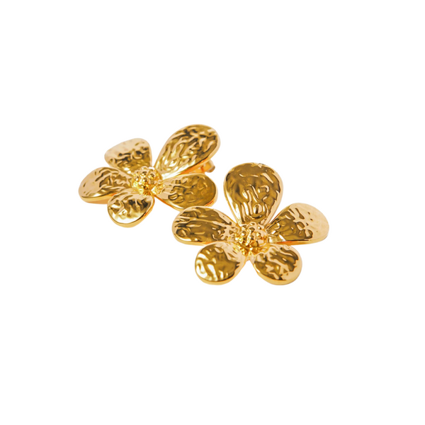 Gold Flower Stud Earrings