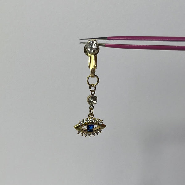 Clip-On Gold Evil Eye Belly Bar