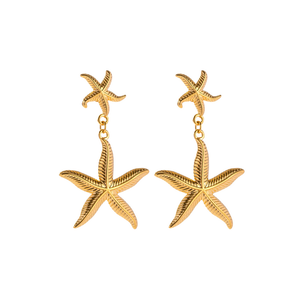 Gold Starfish Stud Earrings