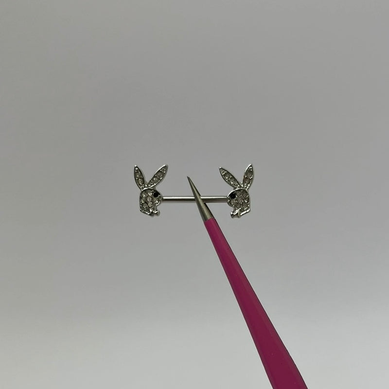 Silver Diamanté Bunny Nipple Bars