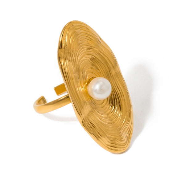 Gold Irregular Pearl Ring