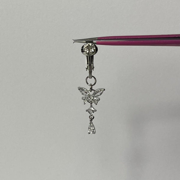 Clip-On Silver Butterfly Belly Bar