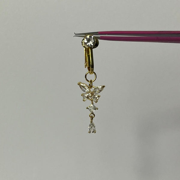 Clip-On Gold Butterfly Belly Bar