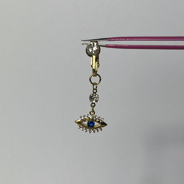 Clip-On Gold Evil Eye Belly Bar