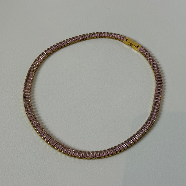 Pink Tennis Necklace