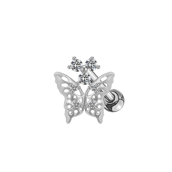Silver Diamanté Butterfly Cartilage Piercing