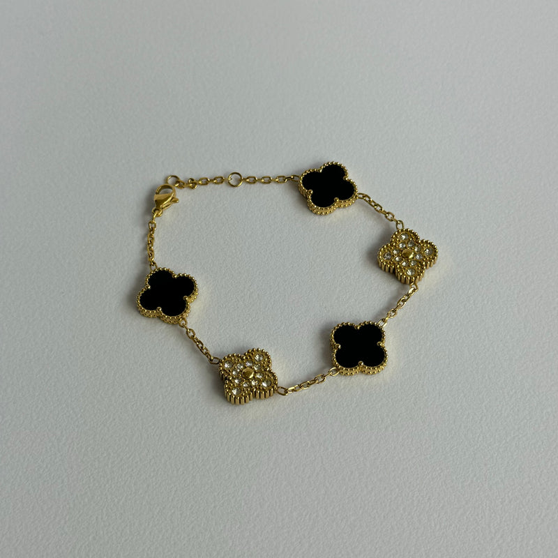 Black Diamanté Clover Bracelet