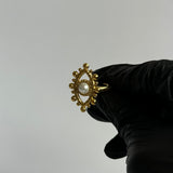 Gold Pearl Evil Eye Ring