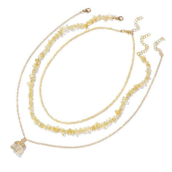 Lemon Quartz Crystal Necklace Set
