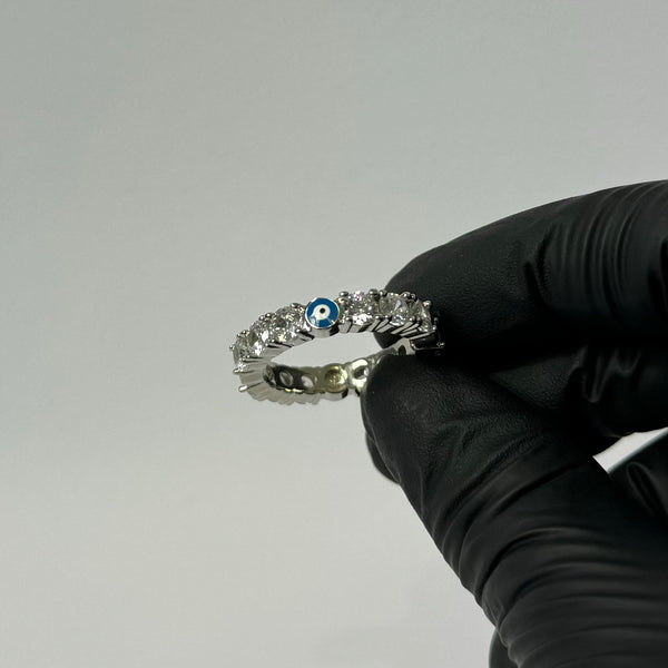 Silver Diamanté Evil Eye Ring