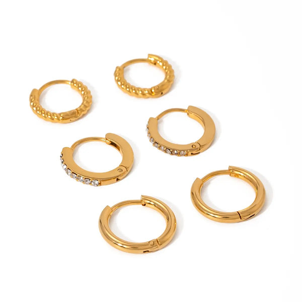 Golden Huggie Earrings Set