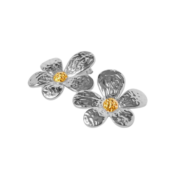 Silver Flower Stud Earrings