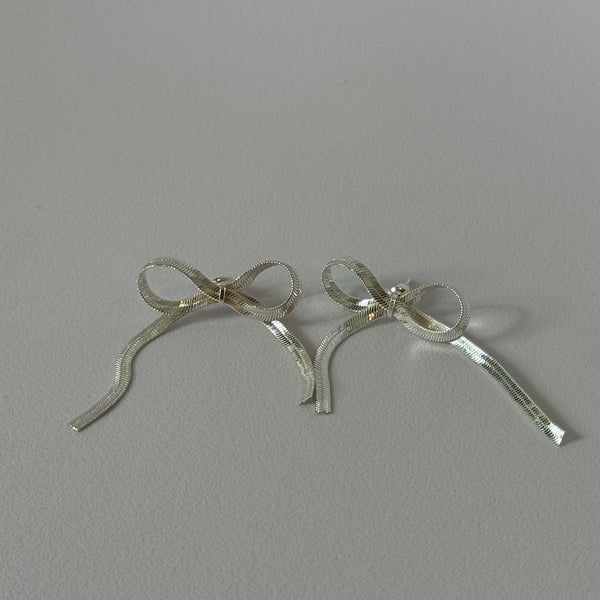 Silver Bow Earrings