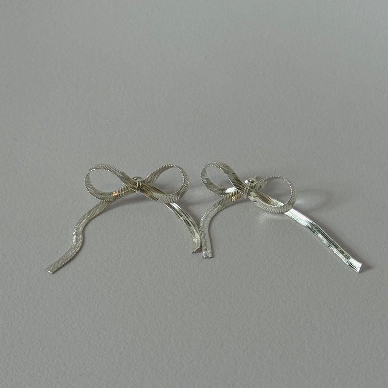 Silver Bow Earrings