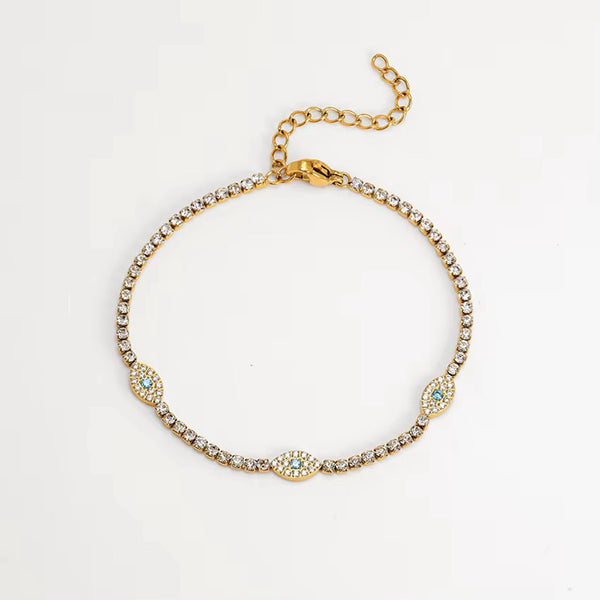 Gold Evil Eye Tennis Bracelet