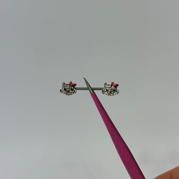 Silver Red Hello Kitty Nipple Bars