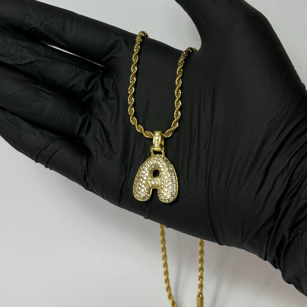 Diamanté Bubble Letter Inital Necklace