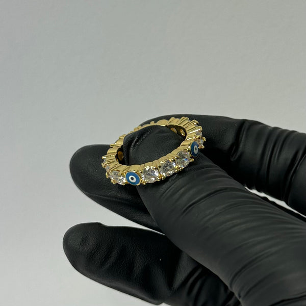 Gold Diamanté Evil Eye Ring