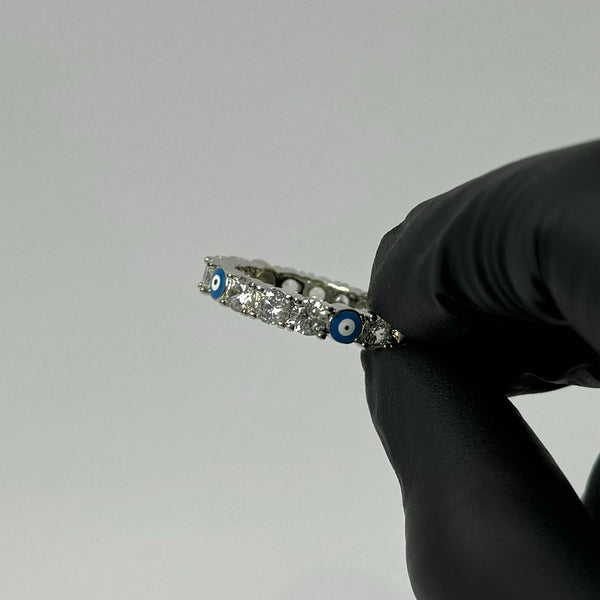 Silver Diamanté Evil Eye Ring