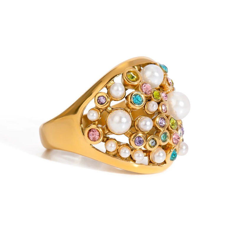 Rainbow Pearl Ring