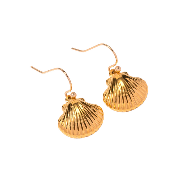 Gold Dangling Shell Earrings