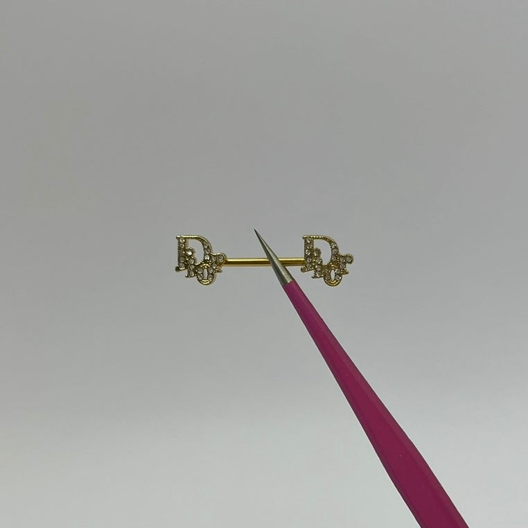 Gold Diamanté D Nipple Bars