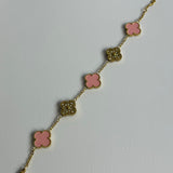 Pink Diamanté Clover Bracelet