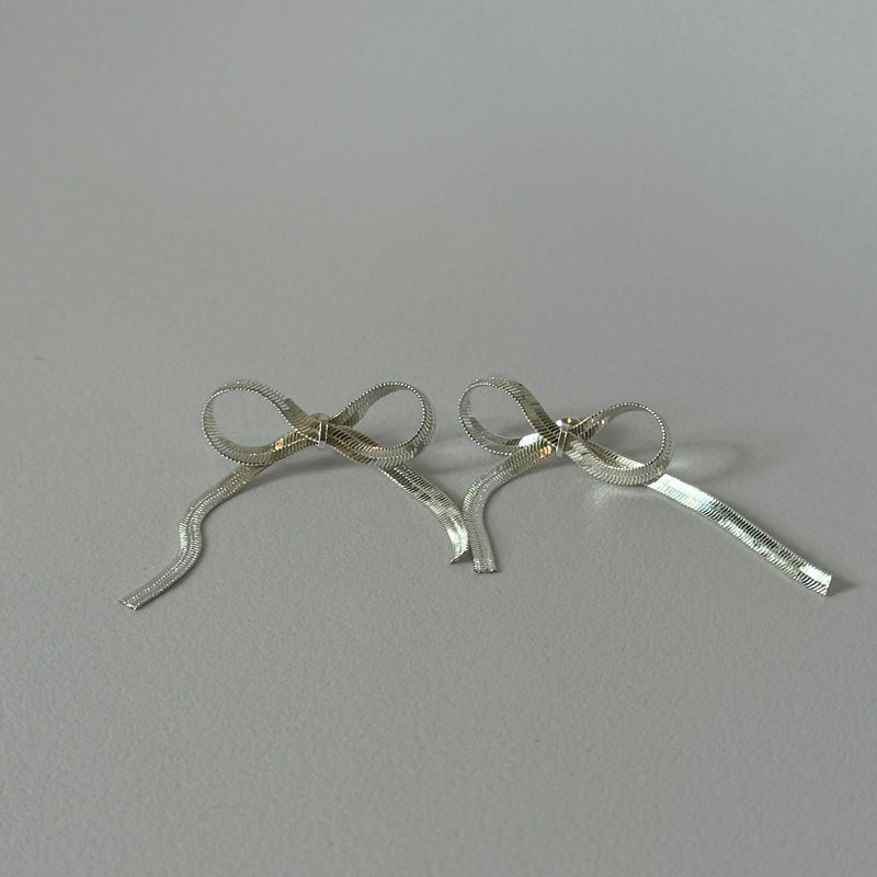 Silver Bow Earrings