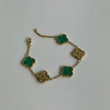 Green Diamanté Clover Bracelet