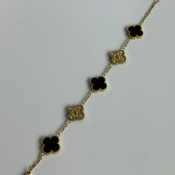 Black Diamanté Clover Bracelet