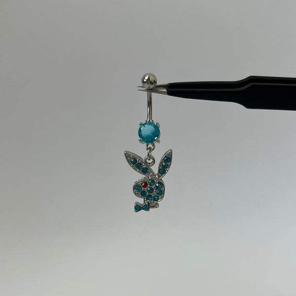 Blue Diamanté Bunny Belly Bar