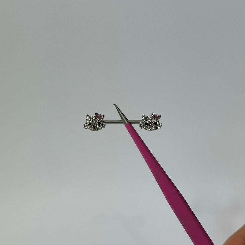 Silver Pink Hello Kitty Nipple Bars