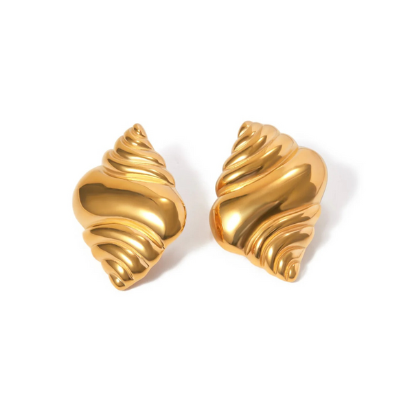 Gold Conch Stud Earrings