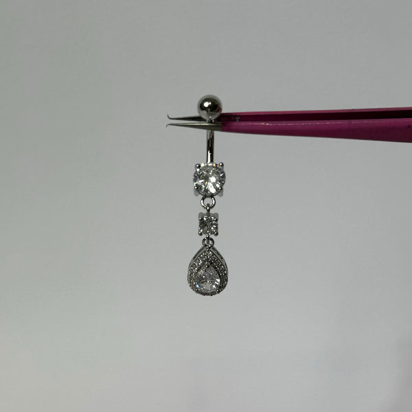 Silver Raindrop Belly Bar