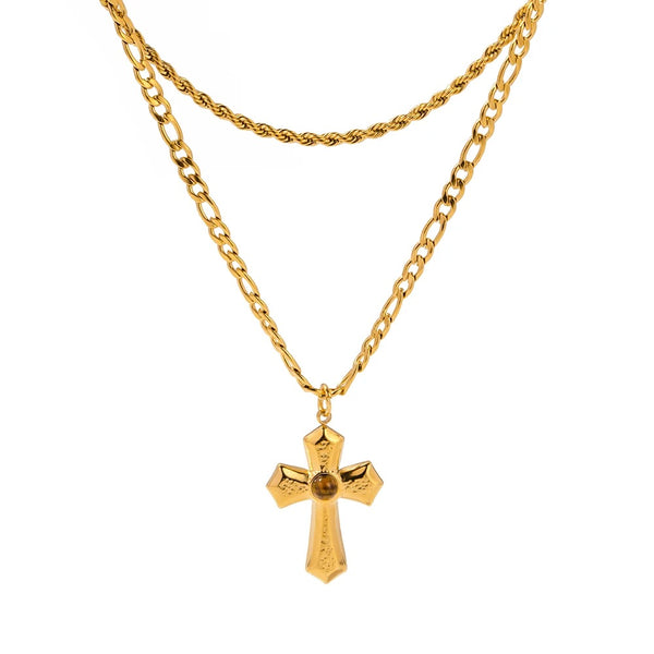 Wild Eye Layered Cross Necklace