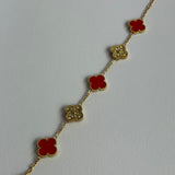 Red Diamanté Clover Bracelet