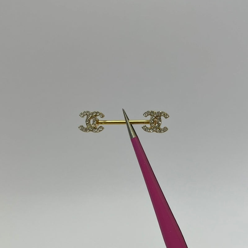 Gold Diamanté C Nipple Bars