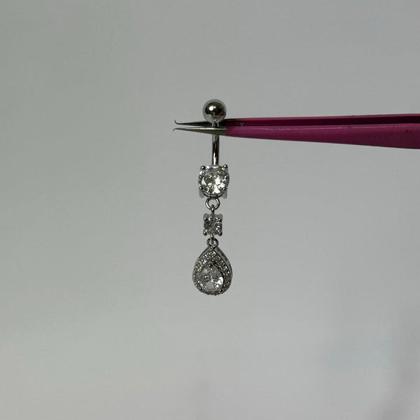 Silver Raindrop Belly Bar