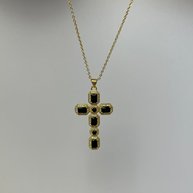 Black 3D Cross Necklace