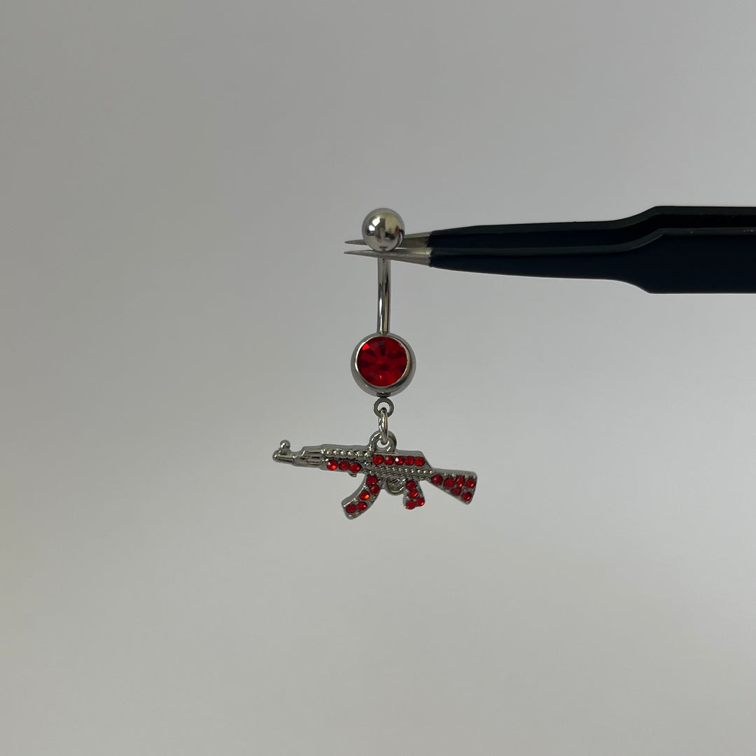 Diamante Gun Belly Bar Red ILLUSIVE JEWELS