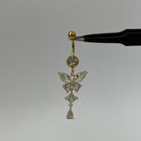 Gold Dangling Butterfly Belly Bar