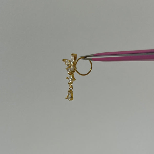 Gold Dangling Butterfly Nose Ring