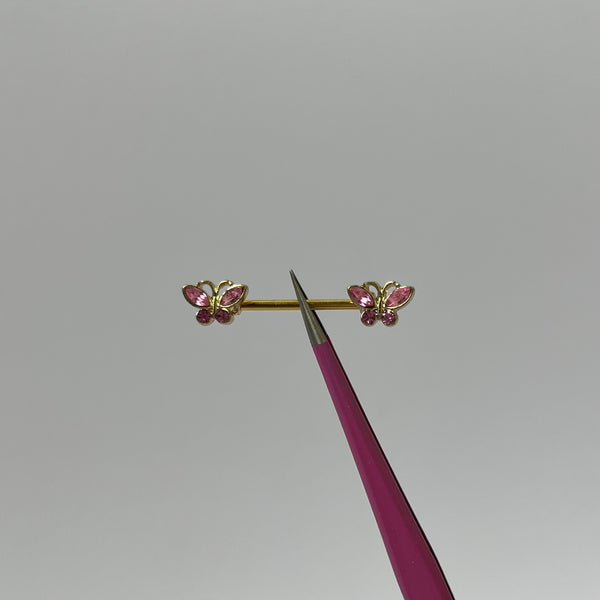 Pink Diamante Butterfly Nipple Bars