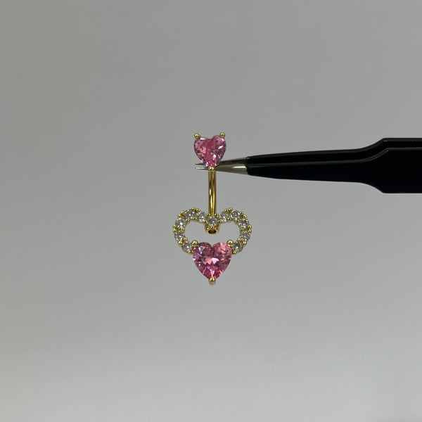 Gold Diamanté Big Love Belly Bar